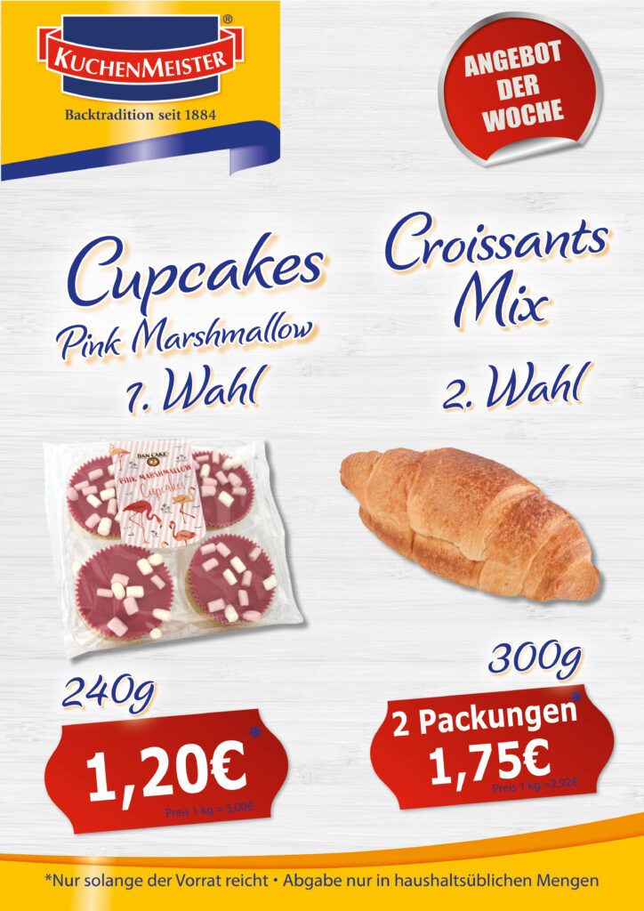 NEU Preisschilder Angebot der Woche KW7 2024 Pink Marshmallow Cupcakes und Croissants Mix